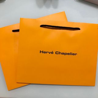 エルベシャプリエ(Herve Chapelier)の【未使用】エルベシャプリエ  ショッパー　紙袋　オレンジ　セット(ショップ袋)