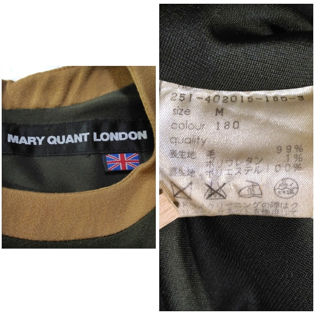 MARY QUANT(マリークワント)のマリークワント ✿ ウール ノースリーブ ワンピース M グリーン 膝丈 花 レディースのワンピース(ひざ丈ワンピース)の商品写真