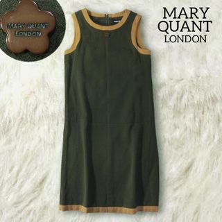 マリークワント(MARY QUANT)のマリークワント ✿ ウール ノースリーブ ワンピース M グリーン 膝丈 花(ひざ丈ワンピース)