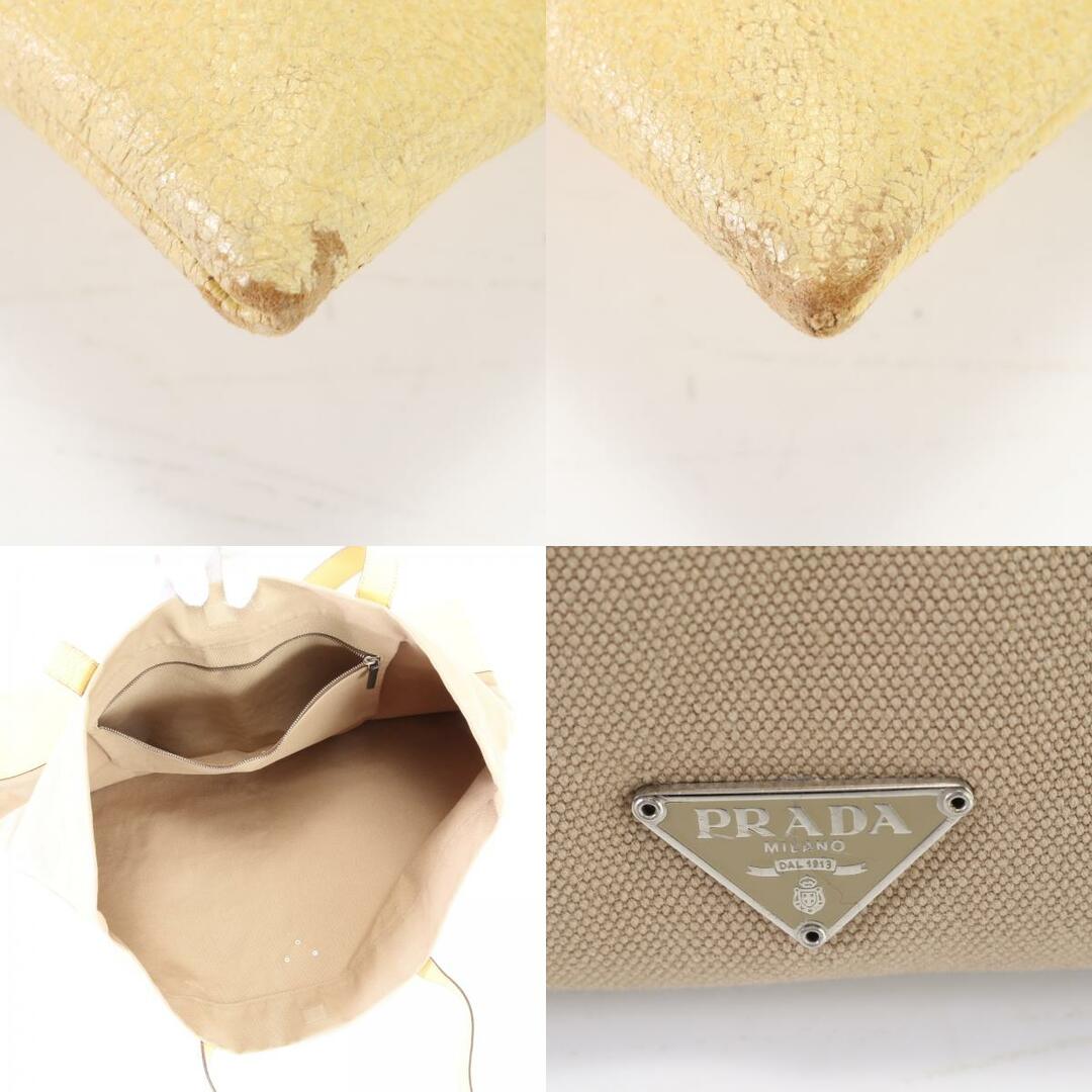 PRADA - プラダ 三角ロゴ レザー キャンバス トート バッグ ショルダー 