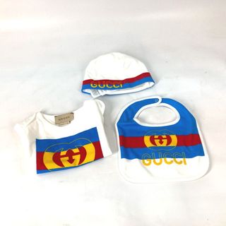 グッチ(Gucci)のグッチ GUCCI ベビー 3ピース ギフトセット 516326 出産祝い ベビー 赤ちゃん BABY ロンパース&ニット帽&スタイ ニット帽 コットン ホワイト 未使用(その他)