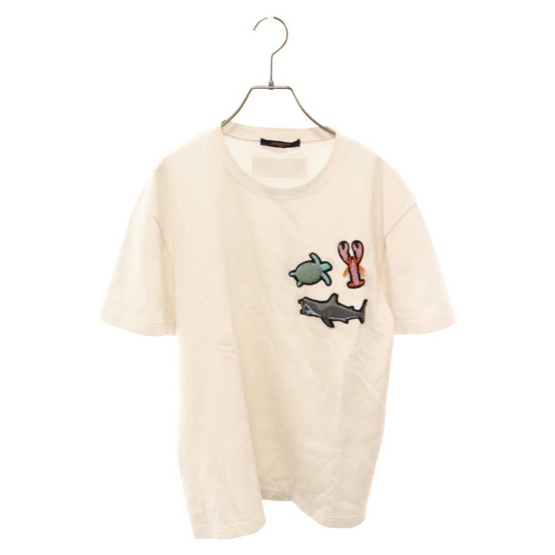 485センチ袖丈LOUIS VUITTON ルイヴィトン 21SS ビーズアニマル モノグラム 総柄 クルーネック半袖Tシャツ HLY03W ホワイト