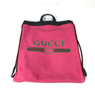 グッチ(Gucci)のグッチ GUCCI ドローストリング バックパック 516639 巾着 ポーチ付き 2WAY ハンドバッグ カバン ナップサック リュックサック レザー ピンク 未使用(リュック/バックパック)