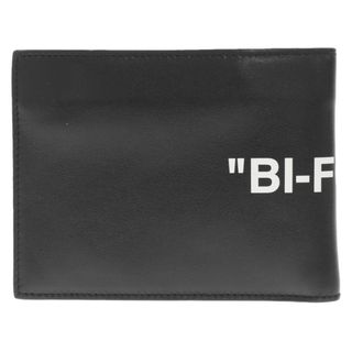 オフホワイト(OFF-WHITE)のOFF-WHITE オフホワイト BI-FOLD プリント レザー コンパクトウォレット 二つ折り財布 ブラック(折り財布)