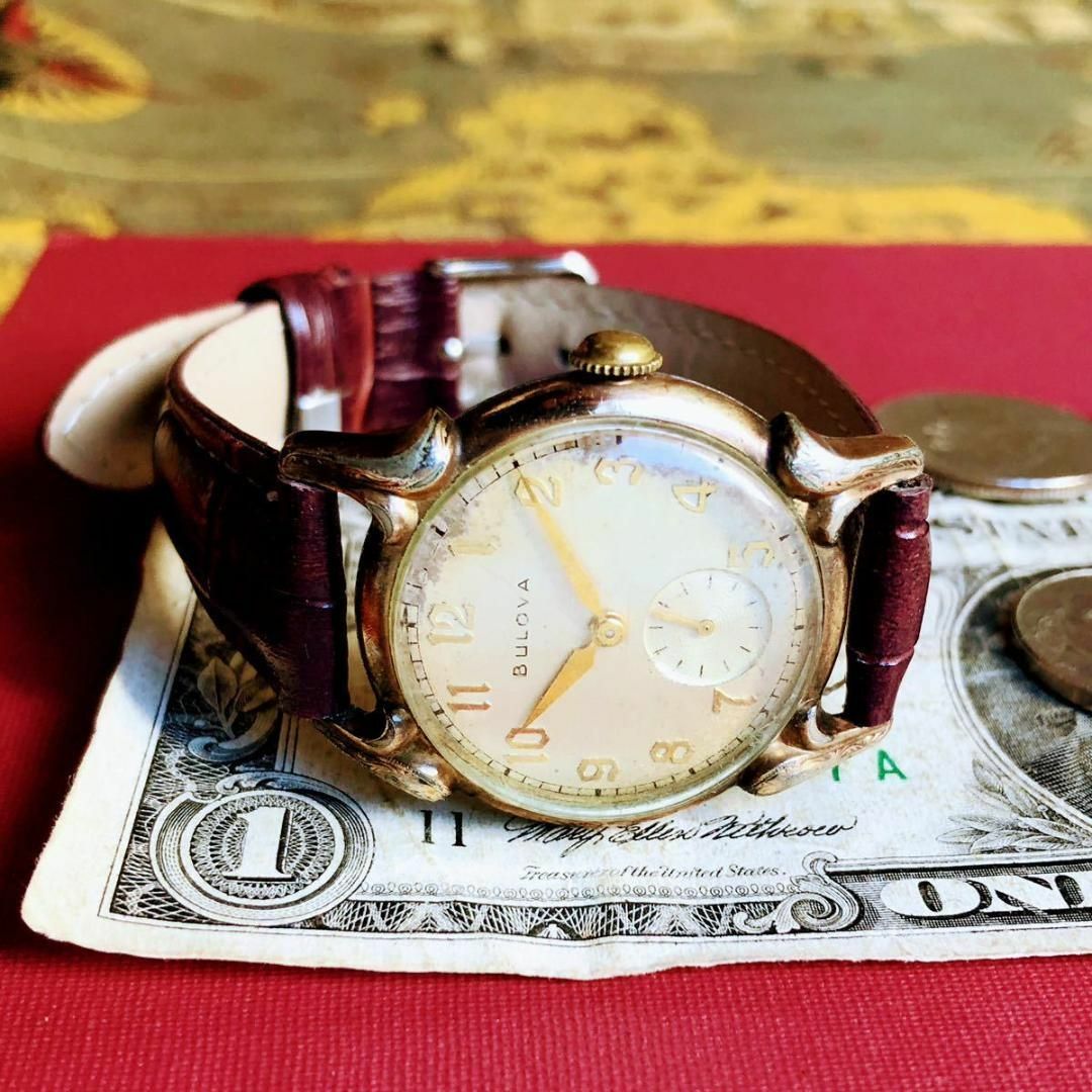 Bulova(ブローバ)の#2901【シックでお洒落】メンズ 腕時計 ブローバ 動作品 手巻 アンティーク メンズの時計(腕時計(アナログ))の商品写真