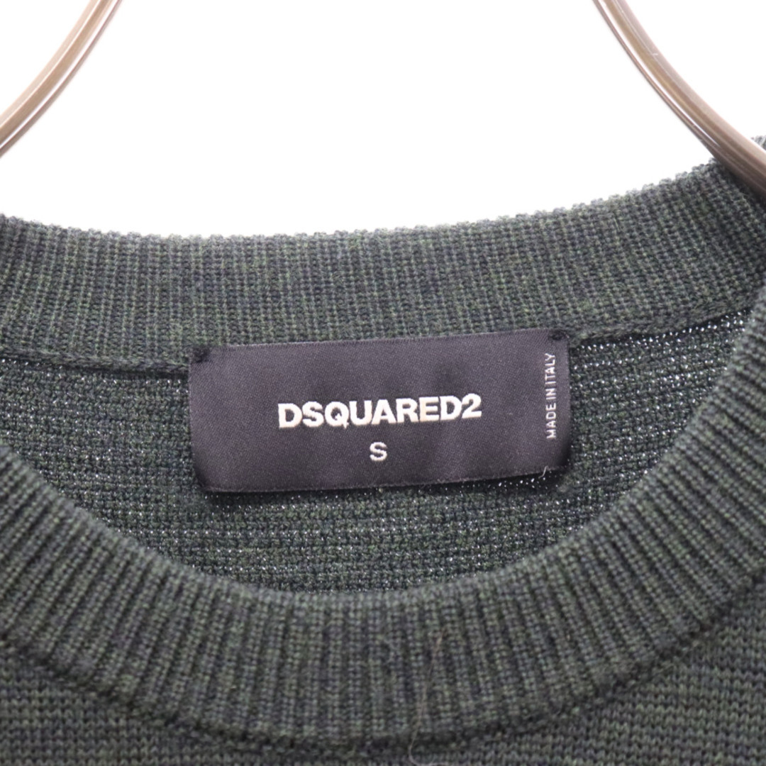 DSQUARED2(ディースクエアード)のDSQUARED2 ディースクエアード 16AW ワッペン付きクルーネック長袖セーター カーキ S74HA0680 S15680 メンズのトップス(ニット/セーター)の商品写真