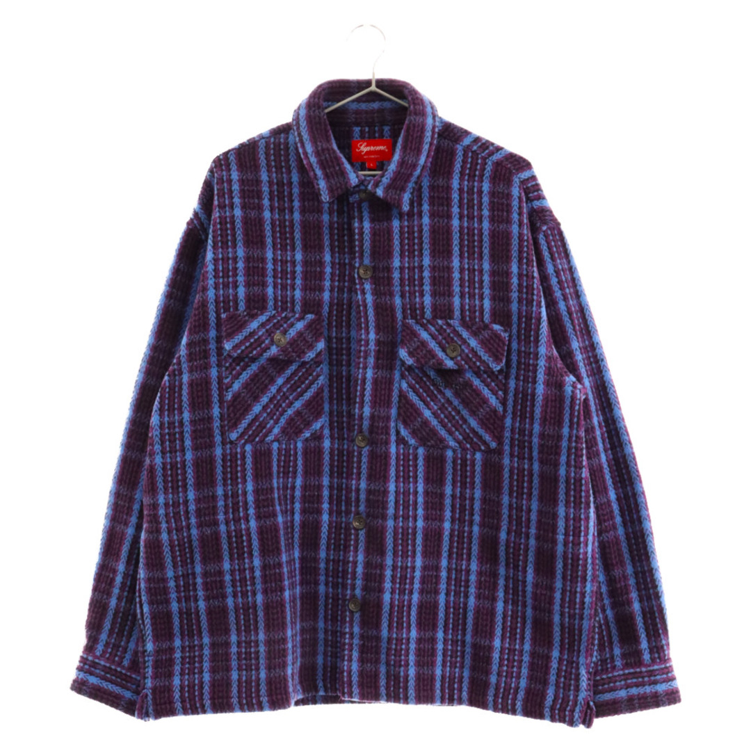 545センチ袖丈SUPREME シュプリーム 22AW Heavy Flannel Shirt ヘビー フランネル チェック シャツジャケット パープル/ブルー