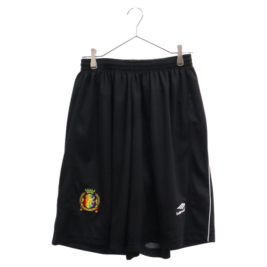 36センチ股下BALENCIAGA バレンシアガ 23SS BAGGY SHORTS 767862 TPVG2 ロゴ刺繍バギーショートパンツ メッシュハーフパンツ ブラック