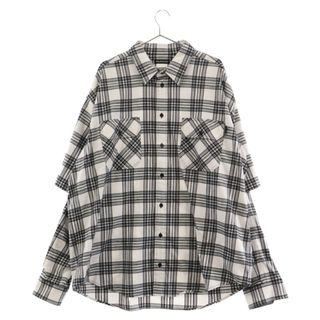 バレンシアガ(Balenciaga)のBALENCIAGA バレンシアガ 19AW Double Sleeve Shirt ダブルスリーブシャツ チェック長袖シャツ 595218 TGM09 ホワイト ブラック(シャツ)