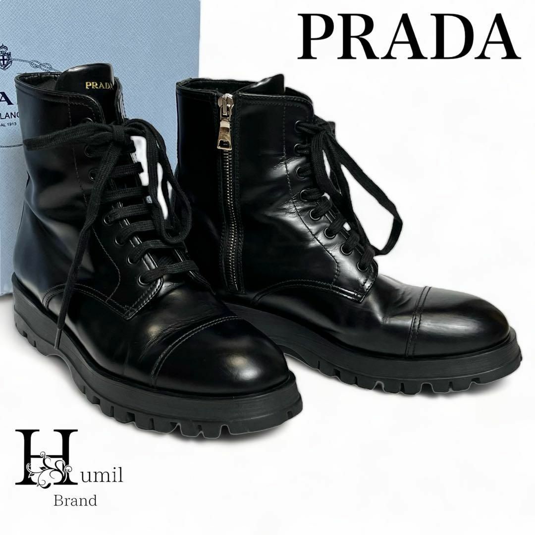 ブーツプラダ PRADA コンバット ブーツ 38 ショートブーツ