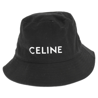 セリーヌ(celine)のCELINE セリーヌ 22SS Hedi Slimane LOGO BUCKET HAT 2AU5B968P ロゴプリントコットンバケットハット 帽子 ブラック(ハット)