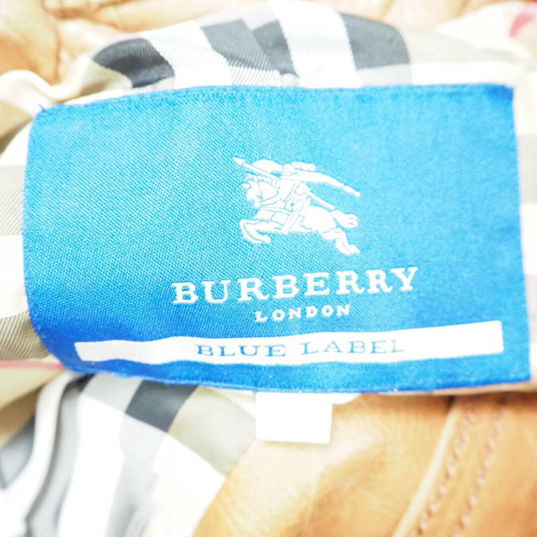 BURBERRY(バーバリー)のBURBERRY BLUE LABEL バーバリー カウレザーコート 38 牛革 ノバチェック レディース AY4907B16  レディースのジャケット/アウター(ロングコート)の商品写真