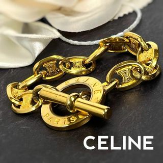 セリーヌ(celine)の【美品】セリーヌ　マカダム　ブレスレット　チェーン　サークル　ゴールド(ブレスレット/バングル)