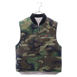 シュプリーム(Supreme)のSUPREME シュプリーム 16AW SHERPA FLEECE REVERSIBLE WORK VEST シェルパフリースリバーシブルジップアップベスト カモフラ 迷彩 カーキ ホワイト(ベスト)