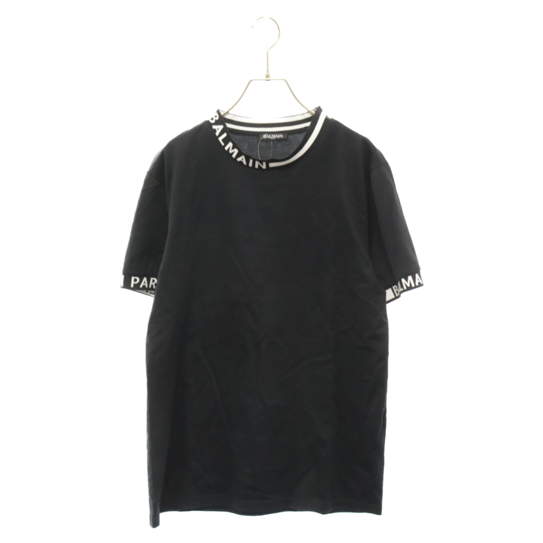 BALMAIN(バルマン)のBALMAIN バルマン ジャガードロゴ コットン 半袖 Tシャツ ブラック メンズのトップス(Tシャツ/カットソー(半袖/袖なし))の商品写真