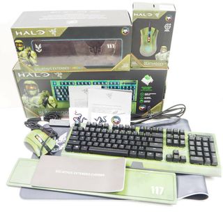 レイザー(LAZER)の美品 RAZER レイザー DeathAdder V2 BlackWidow V3 GOLIATHUS EXTENDED CHROMA HALO ゲーミングマウス キーボード マウスパッド 3点 有線 eスポーツ 緑軸 HM372C (PC周辺機器)