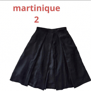 マルティニーク(martinique)のマルティニークmartiniqueネイビー紺色スウェード風膝丈フレアスカート2(ひざ丈スカート)