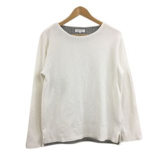 ザショップティーケー(THE SHOP TK)のザショップティーケー カットソー Tシャツ プルオーバー 長袖 L 白 黒(Tシャツ/カットソー(七分/長袖))