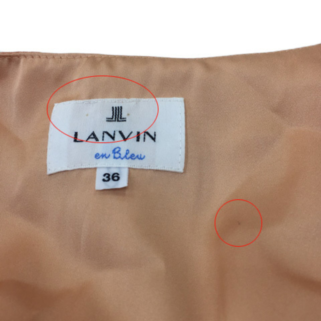 LANVIN en Bleu(ランバンオンブルー)のランバンオンブルー ワンピース プリーツ 膝丈 ノースリーブ 36 オレンジ レディースのワンピース(ひざ丈ワンピース)の商品写真