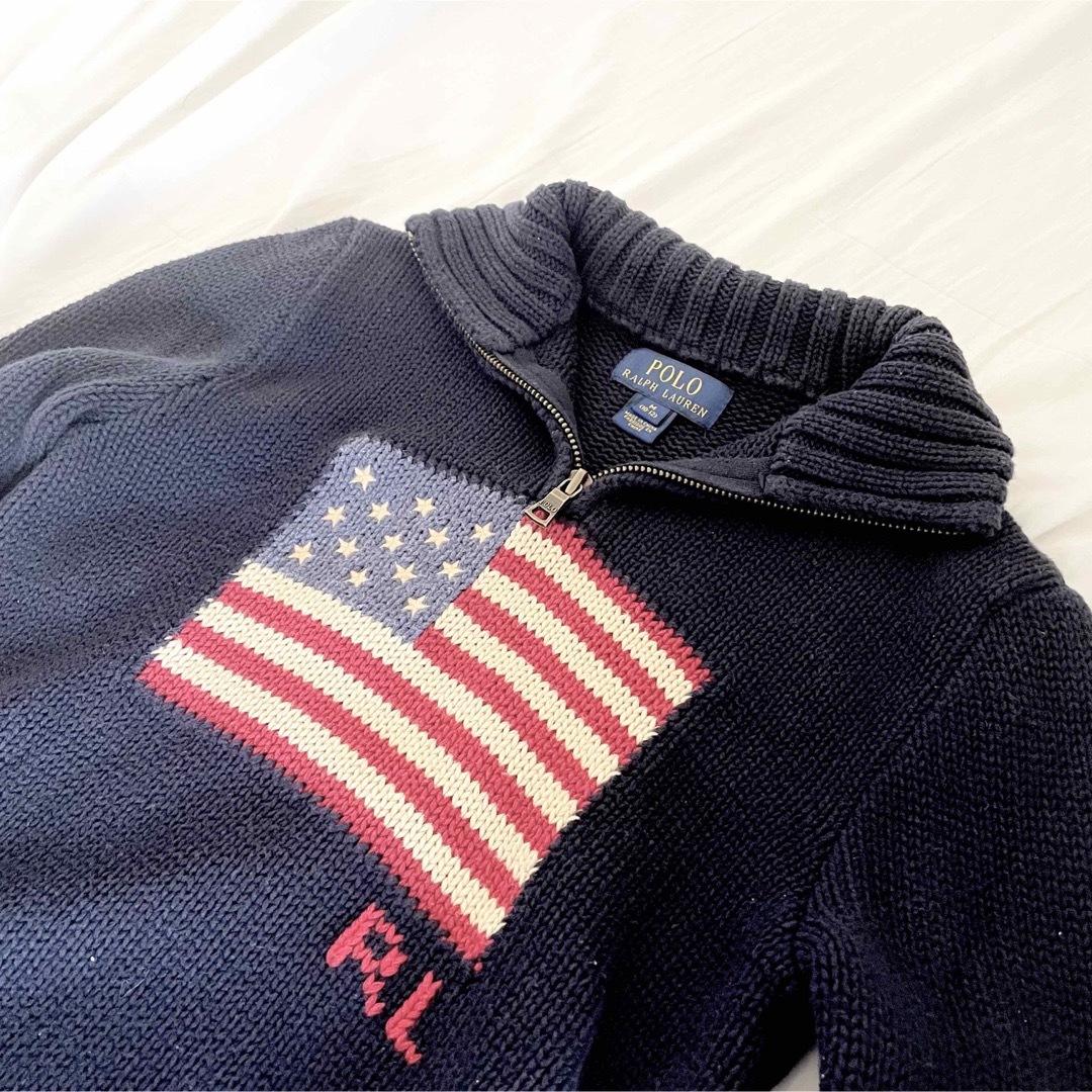 POLO RALPH LAUREN(ポロラルフローレン)の【polo ralph lauren】フラッグ ハーフジップ ニットセーター M レディースのトップス(ニット/セーター)の商品写真