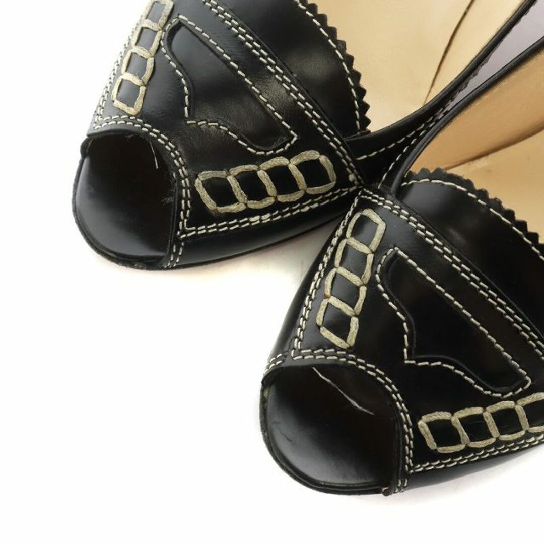 Christian Louboutin(クリスチャンルブタン)のクリスチャンルブタン パンプス レザーオープントゥ 34.5 21.5cm 黒 レディースの靴/シューズ(ハイヒール/パンプス)の商品写真