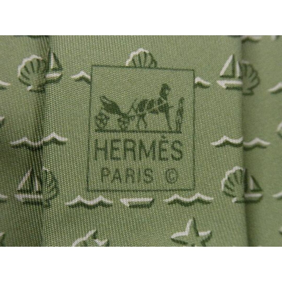 Hermes(エルメス)の■美品■ HERMES エルメス シルク100% 総柄 ネクタイ ビジネス メンズ グリーン系 DD1920 メンズのファッション小物(ネクタイ)の商品写真