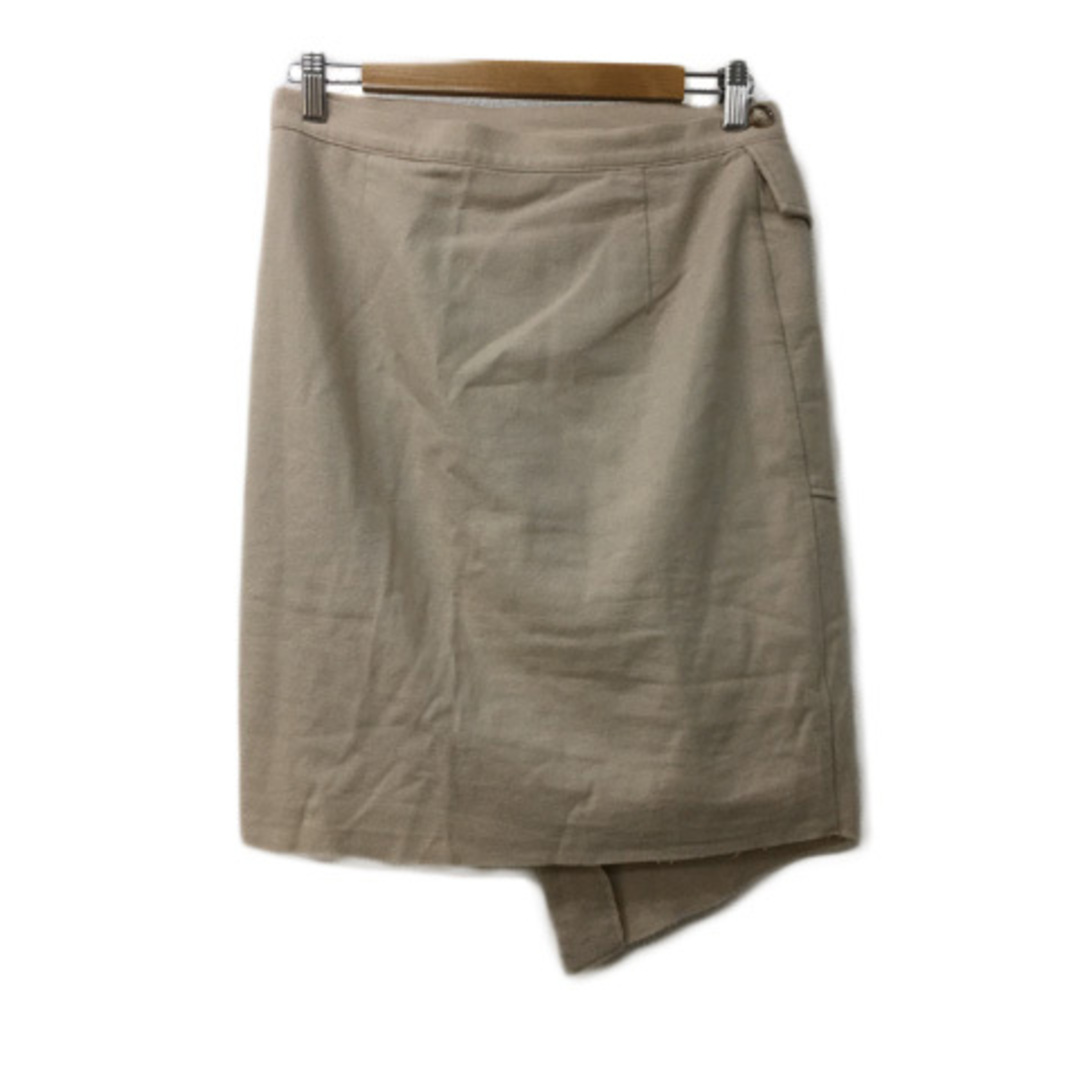 Sisley(シスレー)のシスレー スカート ラップ フレア 膝丈 無地 ウール US 4 ベージュ レディースのスカート(ひざ丈スカート)の商品写真