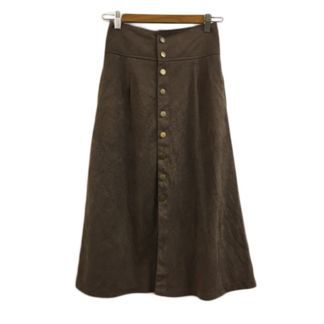 archives(アルシーヴ)のアルシーヴ スカート フレア ロング 無地 スエード調 ボタンダウン M 茶 レディースのスカート(ロングスカート)の商品写真