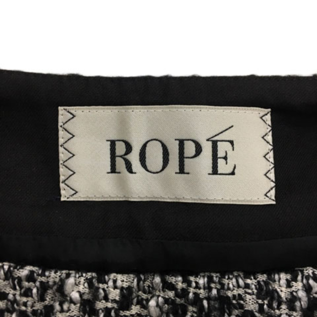 ROPE’(ロペ)のロペ スカート 台形 ミニ ツイード調 フリンジ 36 グレー 黒 ブラック レディースのスカート(ミニスカート)の商品写真