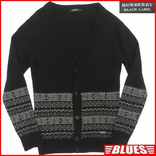 バーバリーブラックレーベル(BURBERRY BLACK LABEL)のバーバリーブラックレーベル 廃盤 カーディガン ニット M ウール 黒JJ702(ニット/セーター)