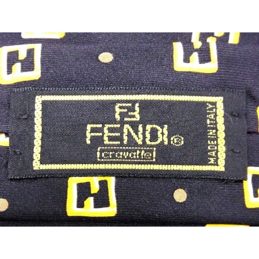 FENDI(フェンディ)のFENDI フェンディ シルク100% 総柄 ネクタイ ビジネス 紳士 メンズ ブラック系×イエロー系 DD2519 メンズのファッション小物(ネクタイ)の商品写真