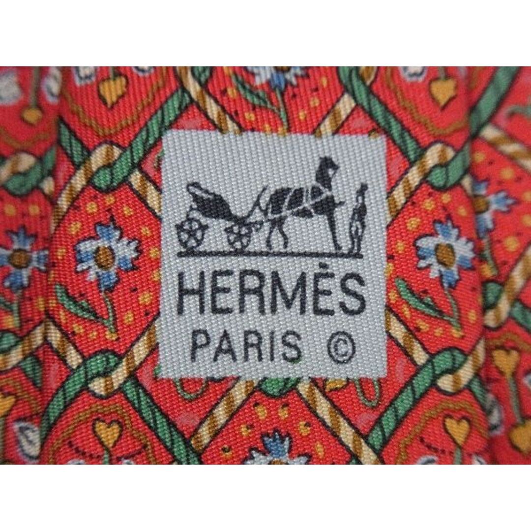 Hermes(エルメス)の■美品■ HERMES エルメス シルク100% 花 フラワー 総柄 ネクタイ ビジネス 紳士 メンズ  レッド系×マルチカラー DD3929 メンズのファッション小物(ネクタイ)の商品写真