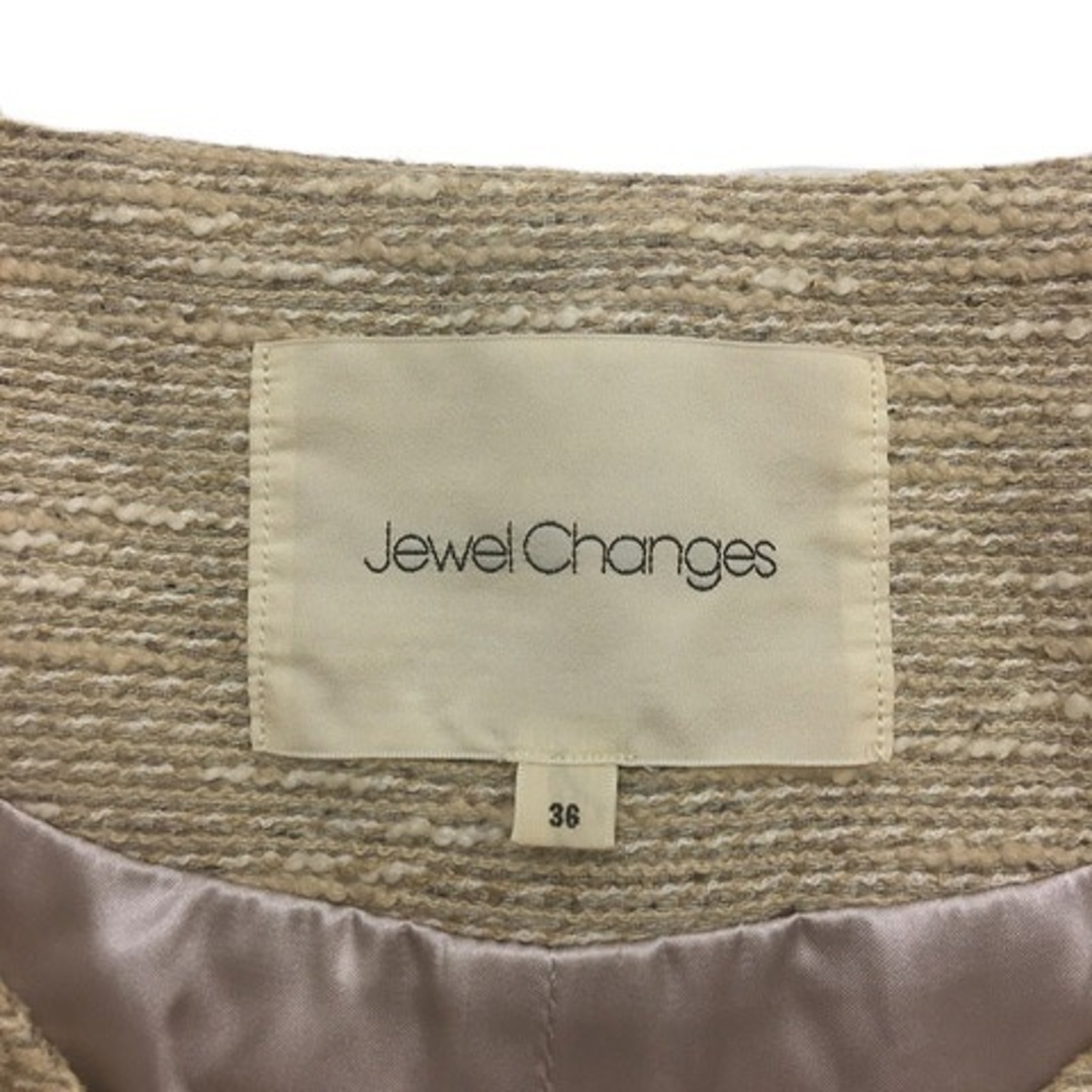 Jewel Changes(ジュエルチェンジズ)のジュエルチェンジズ アローズ コート ノーカラー ミドル 長袖 36 ベージュ レディースのジャケット/アウター(その他)の商品写真