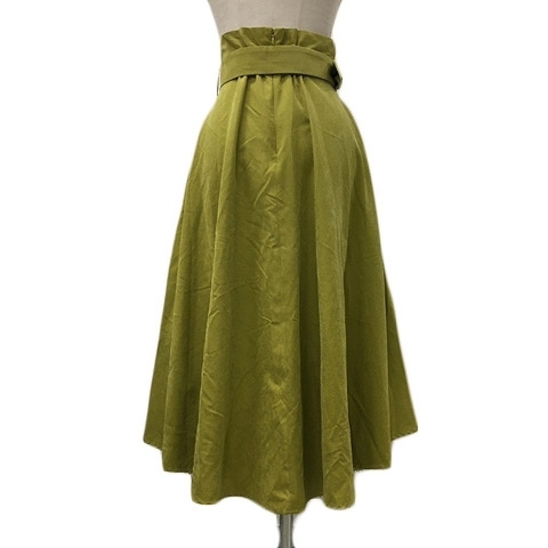 Noela(ノエラ)のノエラ スカート フレア ロング フィッシュテール 無地 スエード調 黄緑 レディースのスカート(ロングスカート)の商品写真