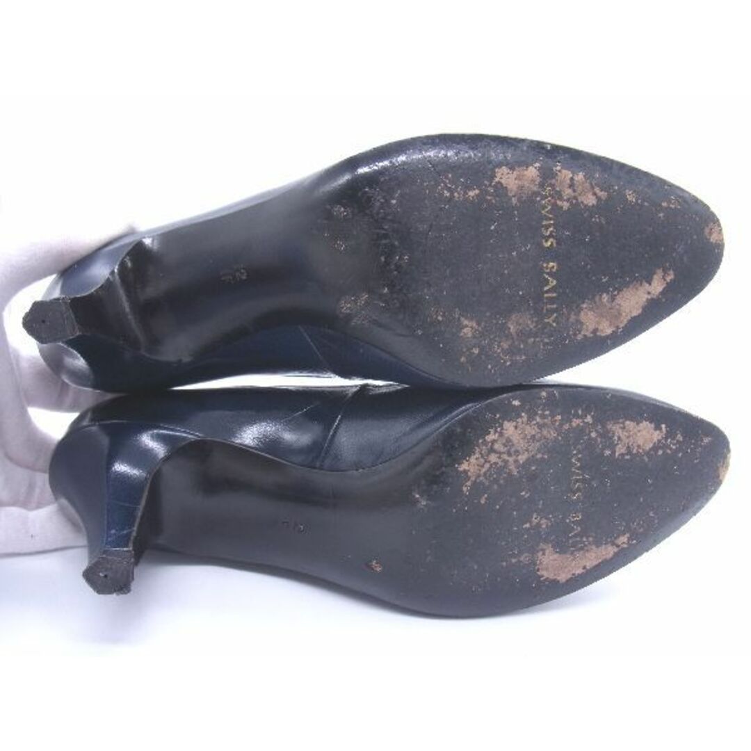 ■美品■ BALLY バリー レザー ヒール パンプス 2 (約22.0cm) シューズ 靴 レディース ネイビー系 DD9014