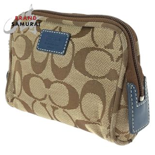 コーチ(COACH)のCOACH コーチ シグネチャー ブラウン 茶 キャンバス ポーチ アクセサリーポーチ レディース 404500 【中古】(ポーチ)