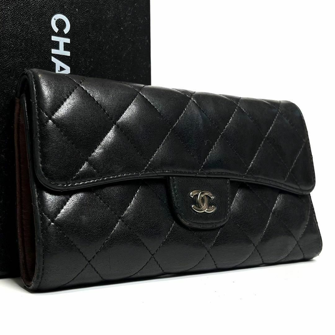 CHANEL(シャネル)の【良品】CHANEL 折財布　長財布　黒　ブラック　レザー　小銭　コイン　カード レディースのファッション小物(財布)の商品写真