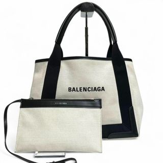 バレンシアガ(Balenciaga)の【美品】バレンシアガ　トートバッグ　カバス　キャンバス　白　ブラック　ホワイト(ハンドバッグ)