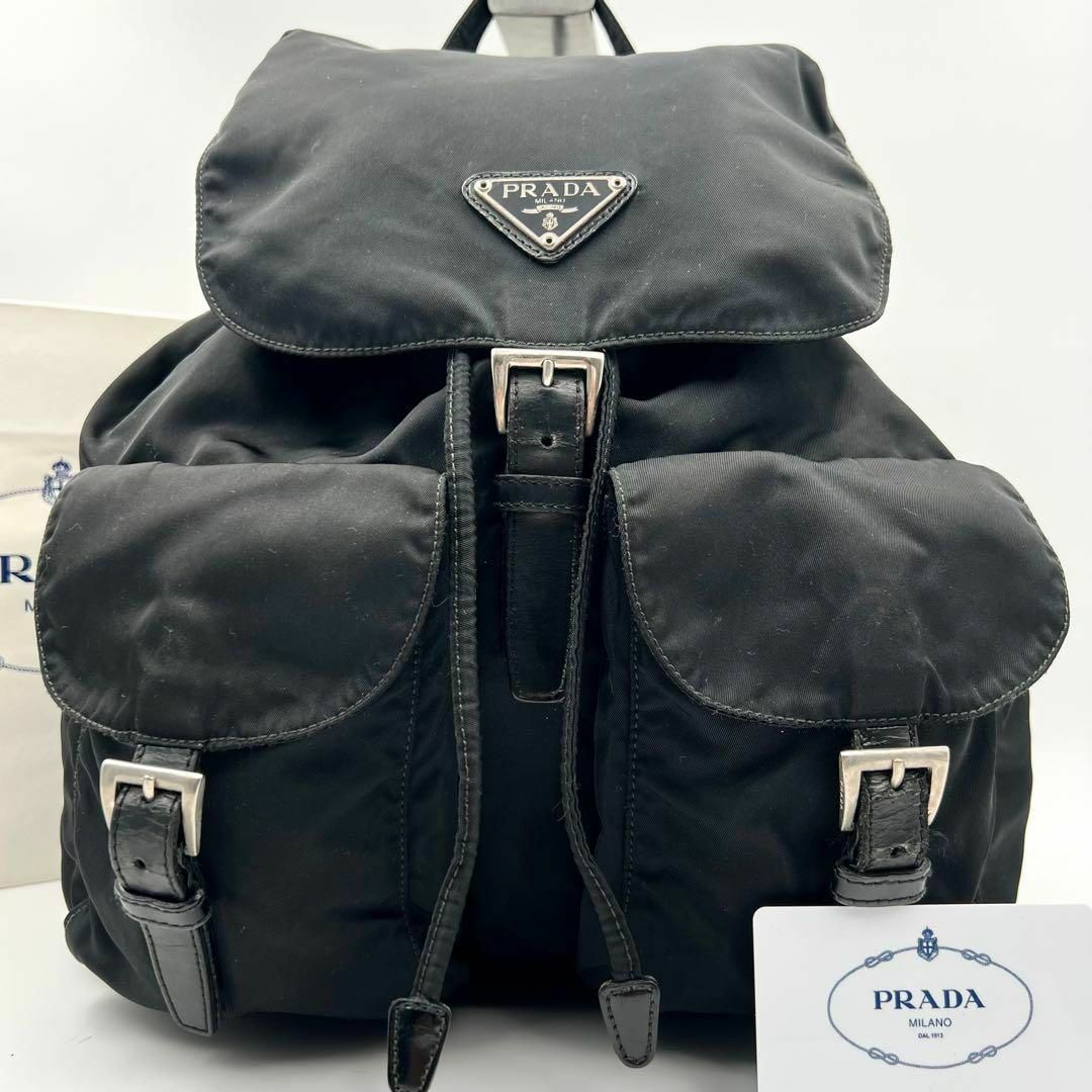 PRADA(プラダ)の《美品》PRADA 三角ロゴ テスート ナイロン レザー リュック バックパック レディースのバッグ(リュック/バックパック)の商品写真