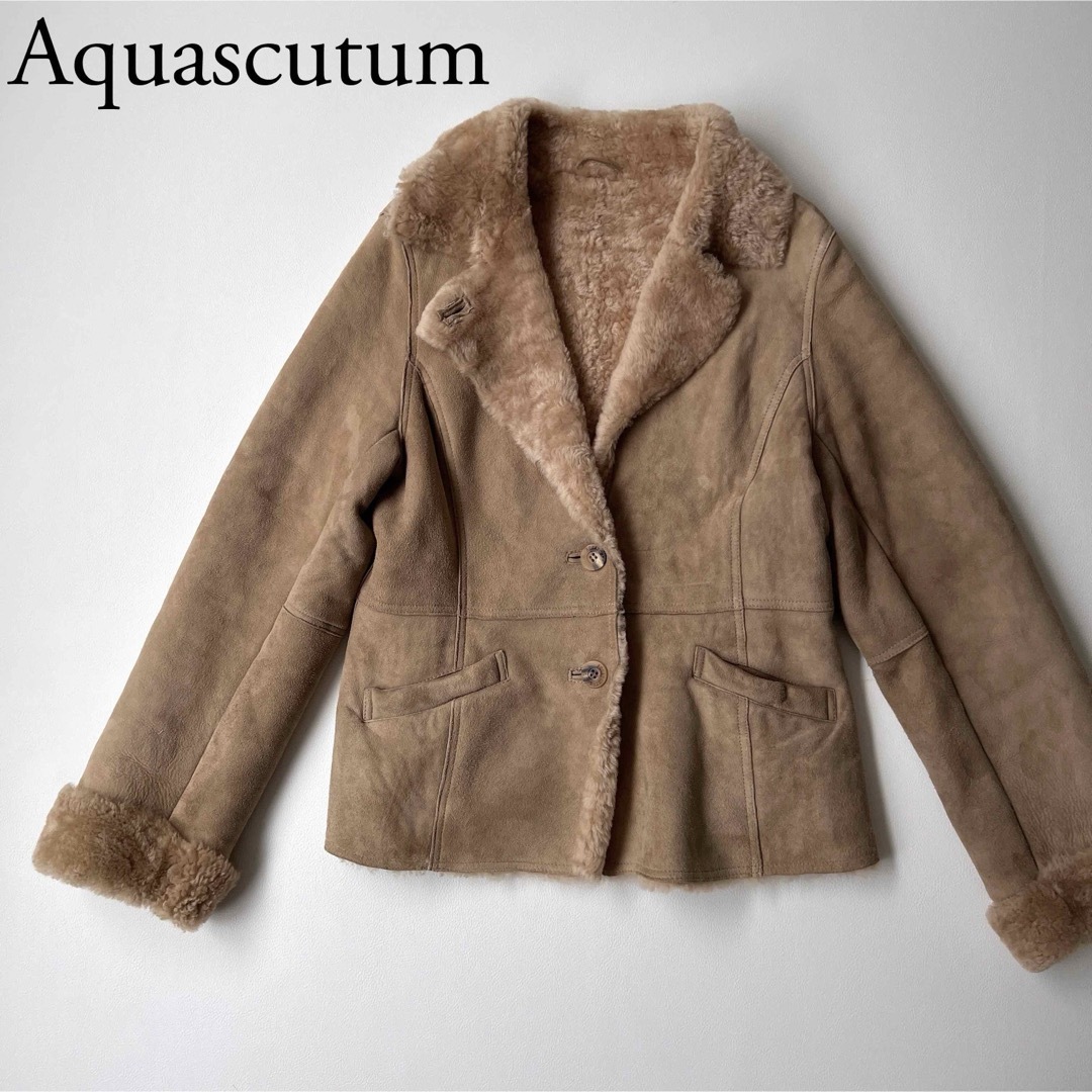 交換 美品 Aquascutum アクアスキュータム リアルムートン ジャケット