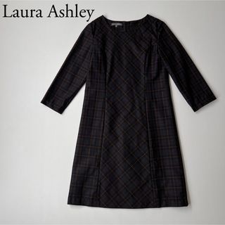 ローラアシュレイ(LAURA ASHLEY)の美品　Laura Ashley ローラアシュレイ　膝丈ワンピース　チェック柄(ひざ丈ワンピース)