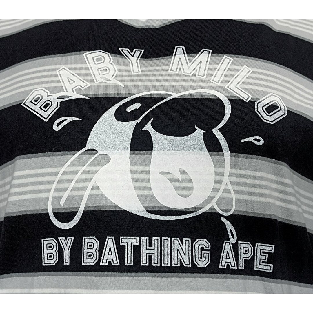 A BATHING APE(アベイシングエイプ)の・A BATHING APE／BABY MILO ストライプ　ロンT 古着 レディースのトップス(Tシャツ(長袖/七分))の商品写真