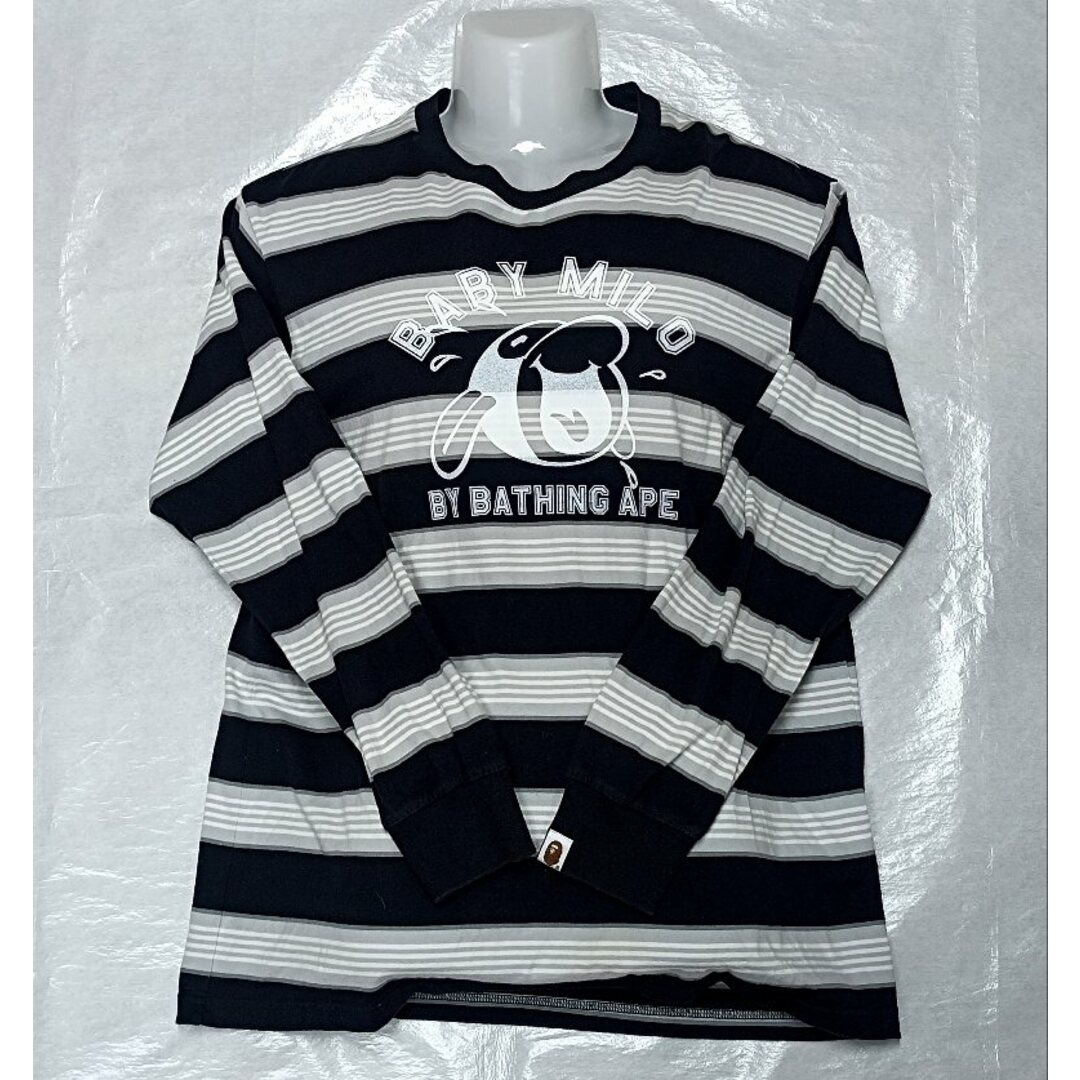 A BATHING APE(アベイシングエイプ)の・A BATHING APE／BABY MILO ストライプ　ロンT 古着 レディースのトップス(Tシャツ(長袖/七分))の商品写真