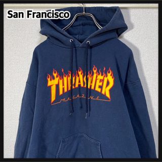 スラッシャー(THRASHER)の【スラッシャー】パーカー　デカロゴ　裏起毛　紺色ネイビー　ビッグロゴ1J(パーカー)