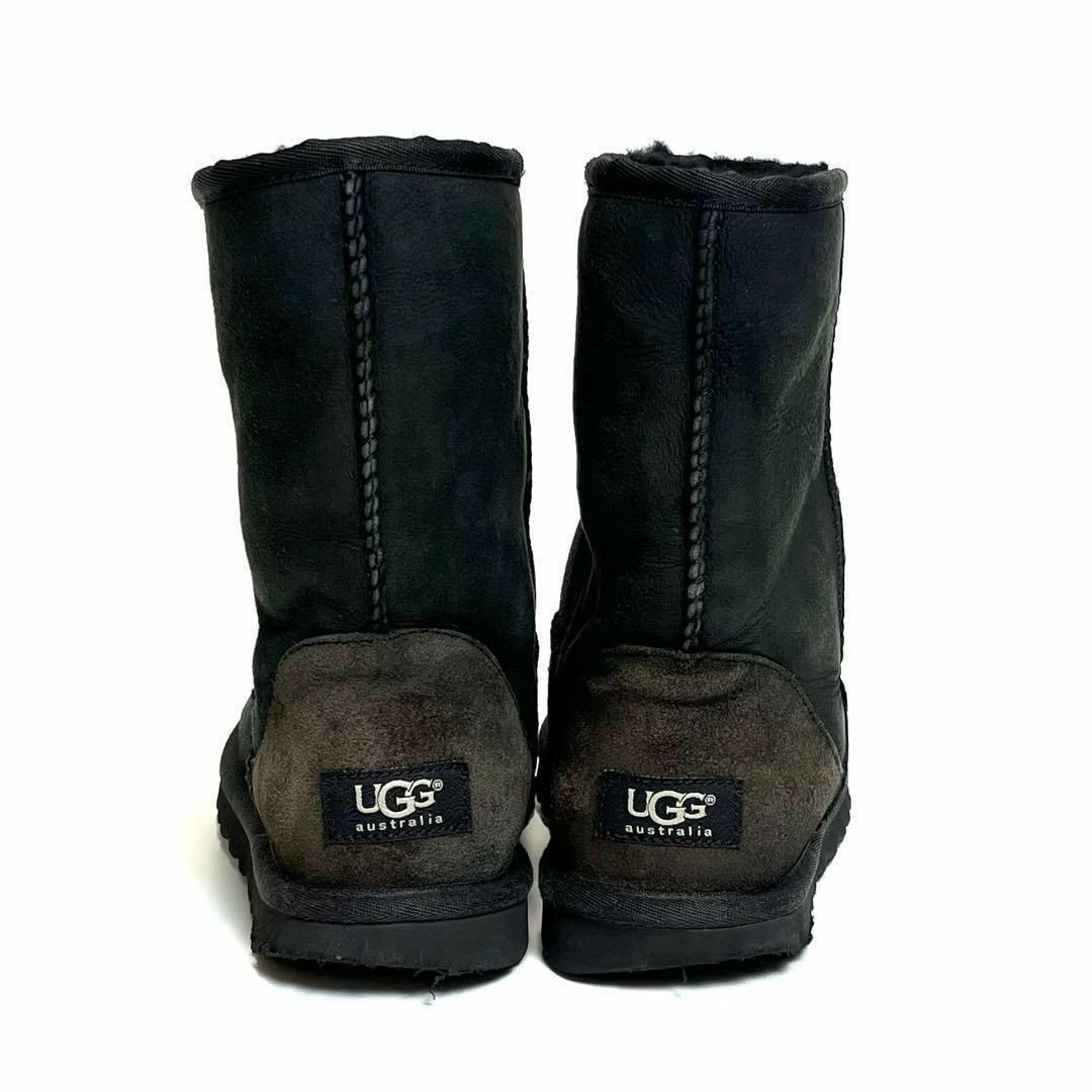 UGG(アグ)の【美品】アグ　ムートンブーツ　黒　ブラック　レザー　ボア　革靴 レディースの靴/シューズ(ブーツ)の商品写真