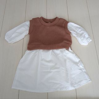 バースデイ(バースデイ)の新品　女の子　重ね着風　シャツ　ワンピース　80(ワンピース)