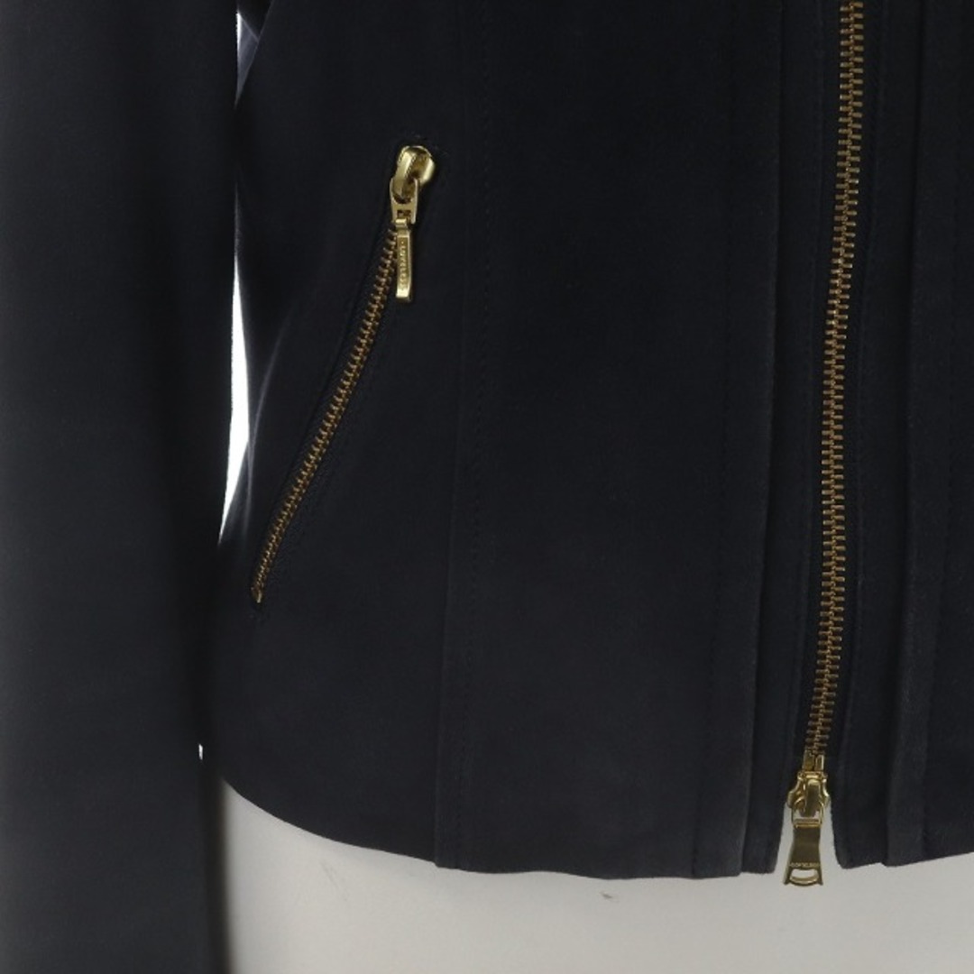 LOVELESS(ラブレス)のラブレス ジップアップジャケット ブルゾン ノーカラー 山羊革 XS 紺 レディースのジャケット/アウター(ブルゾン)の商品写真