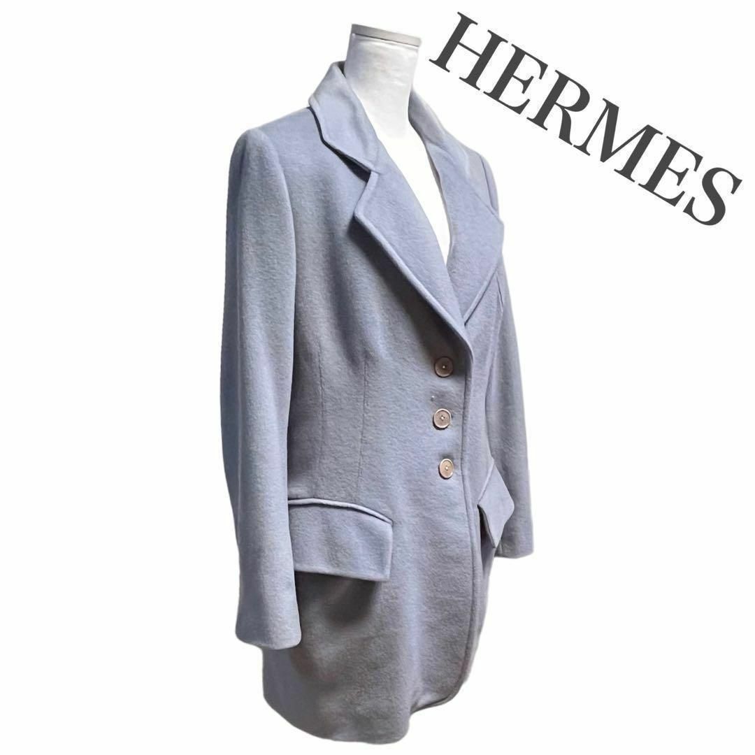 Hermes(エルメス)の【美品】エルメス　コート　カシミア 100 馬車　ジャケット レディースのジャケット/アウター(チェスターコート)の商品写真