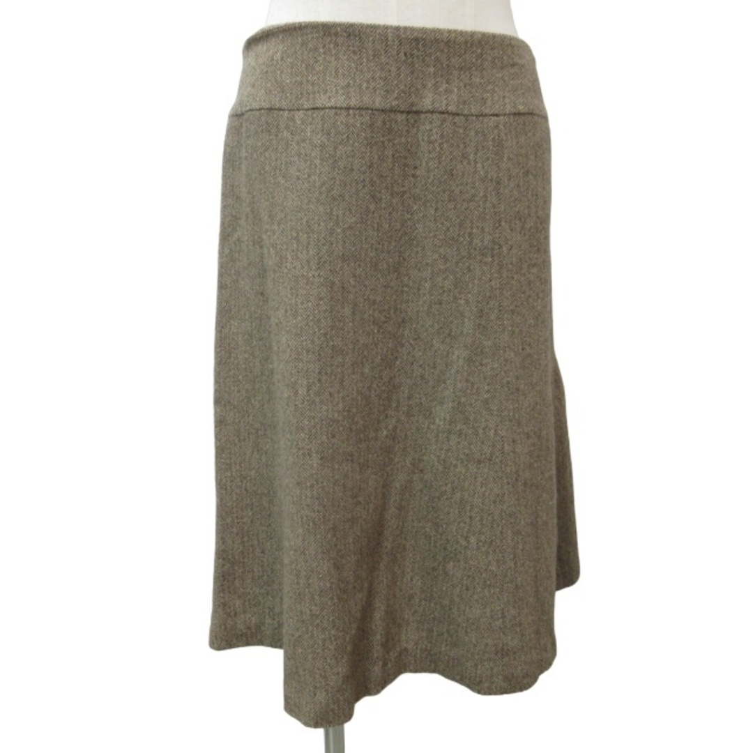 LAURA ASHLEY(ローラアシュレイ)のローラアシュレイ 美品 フレアスカート ヘリンボーン柄 茶系 約L-約XL レディースのスカート(ひざ丈スカート)の商品写真
