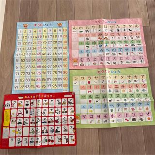 クモン(KUMON)のひらがな&カタカナ&数字ひょう　4枚‼️(知育玩具)